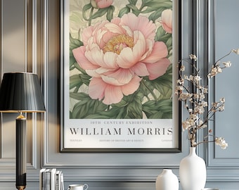 William Morris Prints, Blue William Morris Exhibition Print, Navy William Morris Poster, Vintage Wall Art, Textiles Art, Vintage