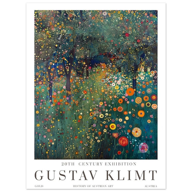 Gustav Klimt Night Print, Klimt Museum Poster, Gustav Klimt Poster, Klimt Exhibition Poster, Gustav Klimt Painting, Flower Garden, Flower 45x60 cm / 18x24″