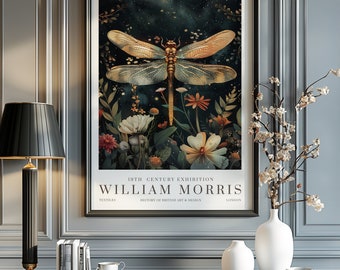 William Morris Print, William Morris Exhibition Print, William Morris Poster, Vintage Wall Art, Textiles Art, Vintage Poster, Dragonfly Art