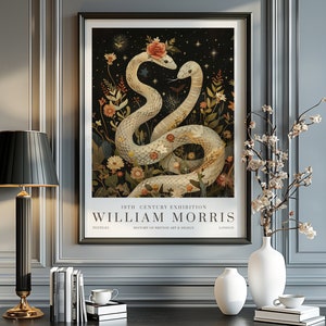 Impressão de cobra de William Morris, impressão de exposição de William Morris, pôster de William Morris, arte de parede vintage, arte têxtil, pôster de cobra