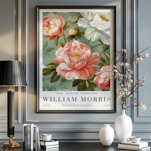 Stampe di William Morris, stampa della mostra William Morris blu, poster William Morris blu navy, arte murale vintage, arte tessile, vintage