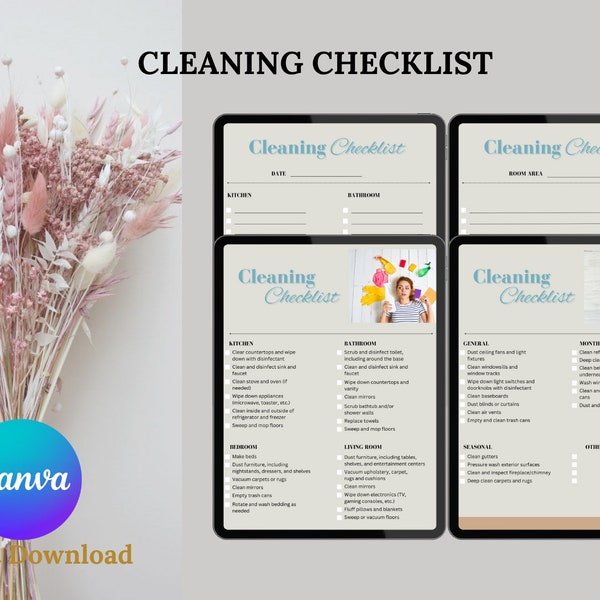 Customizable House Cleaning Checklist Template Keep Your Home Tidy Editable Home Cleaning Checklist Daily Cleaning Blank Checklist