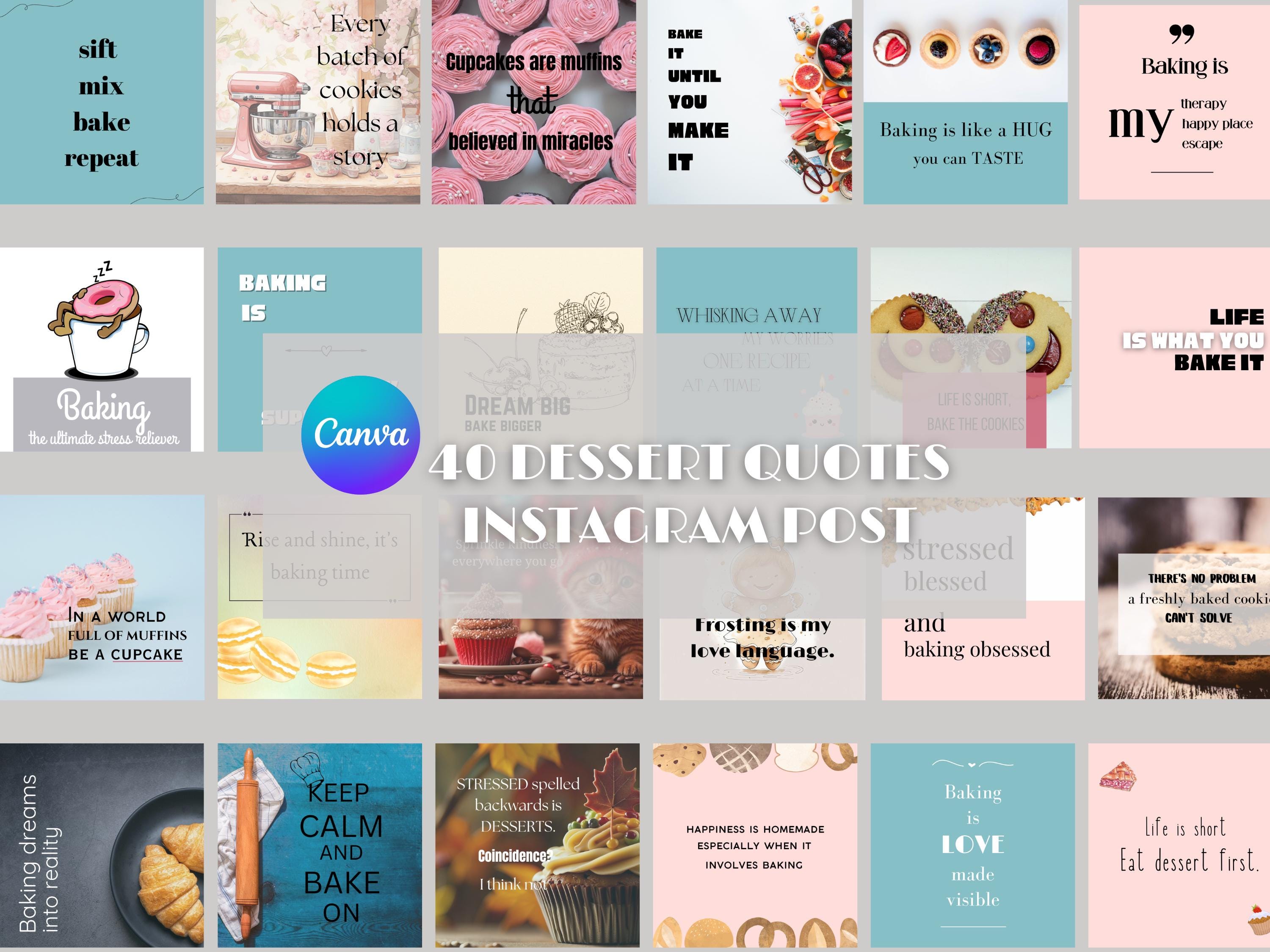 Dessert Quotes Instagram Post Template: 40 Editable Foodie Posts (digital  Download) | Editable Food Quotes | Baking Quotes - Etsy Israel, image size:3000x2250