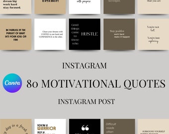 Modèle de 80 citations motivantes Instagram Modèle de citations modifiables pour publication Instagram minimaliste Citations d'influenceurs pour publication sur les réseaux sociaux Canva