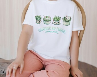 Succulents Are Friends Cute Cat Plants Kids Heavy Cotton™ Tee