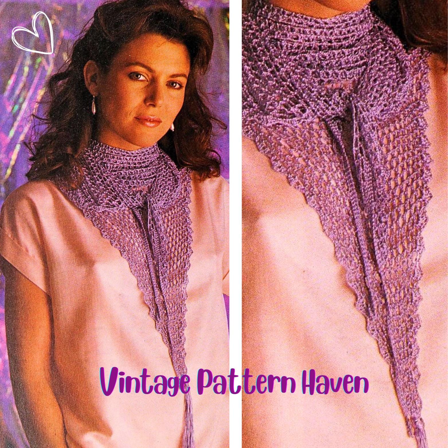 Crochet Triangle Scarf Pattern With Tassels | Vintage Boho Shawl PDF ...