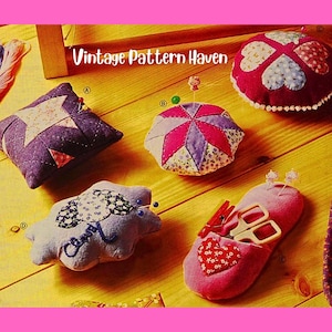 Vintage Pincushion Sewing Pattern PDF, 5 Patchwork Pincushions, Easy Scrap Fabric Project, Quick Handmade Gift Idea