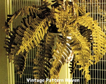 Vintage Farn Häkelanleitung - DIY Retro Pflanzen Dekor, Natur, Boho Akzent, PDF Digital Download