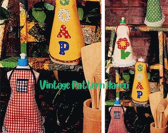 Vintage fles schort naaipatroon pdf | Retro zeephoezen | Snel zelfgemaakt keukendecor voor Tradwife & Cottagecore-stijl