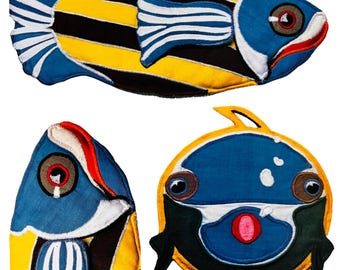 Quirky Fish Pot Holder & Mitt Sewing Pattern – 1990s Vintage PDF, Easy Beginner Kitchen Crafts, Fun Fish Design, Fabric Scraps, Quick Make!