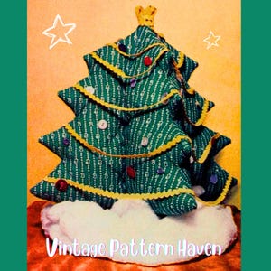 Calico Christmas Tree Sewing Pattern – Vintage Fabric Holiday Craft, Festive Table Decor DIY, 18" & 7" Trees, Scrap Fabric Project