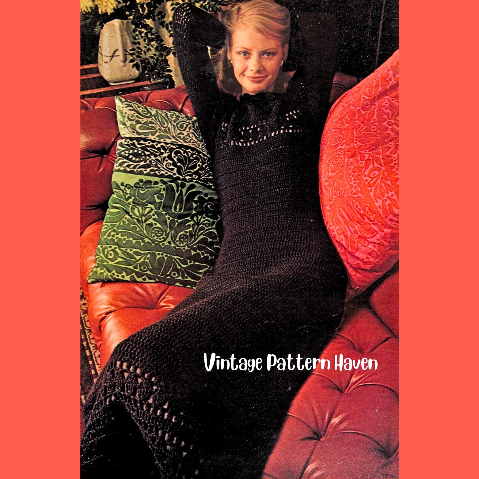 Black Crochet Long Sleeve Dress - Etsy