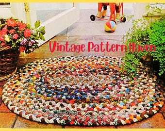 DIY Braided Rag Rug Pattern – Colorful Eco-Friendly Rug – Easy Upcycled Home Decor – Vintage Oval Rug – Scrap Fabric Craft Project
