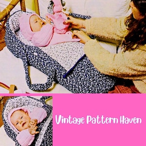 Patrón de costura PDF para portabebés vintage, tutorial para cuna portátil, cuna de paseo DIY, estilo moisés, no incluye patrón recortable.