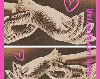 Vintage 1970s Crochet Gloves Pattern – Elegant Full Finger Gloves – Romantic Mesh Crochet Gloves PDF – Lace Crochet Summer Accessory