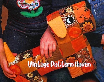 Vintage Patchwork Toy Dog Sewing Pattern – Easy 1970s Soft Dog Plush, Scrap Fabric Eco-Friendly Project, Cute Handmade Gift for Kids
