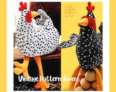 Vintage Fabric Chicken Sewing Pattern PDF | Enlarged Template Required | Whimsical Easter Decor | Patchwork Scrap Fabric Stuffed Plush Toy