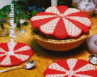 Vintage Dresden bord placemat en mand gezellig naaipatroon pdf | Gemakkelijke patchwork-tutorial gewatteerde mat | Cottagecore-cadeau landelijk decor