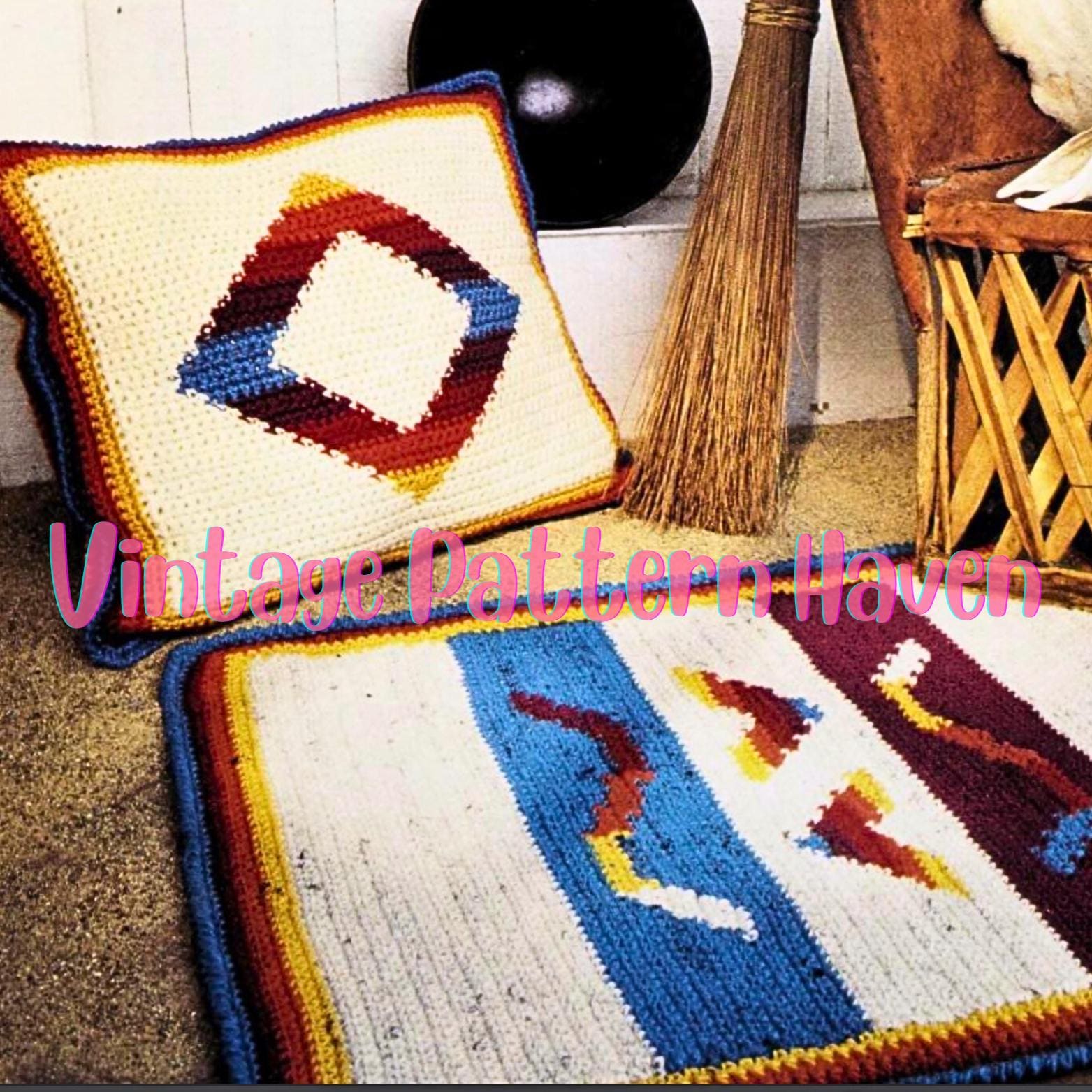 Southwestern Rug and Floor Cushion Pattern