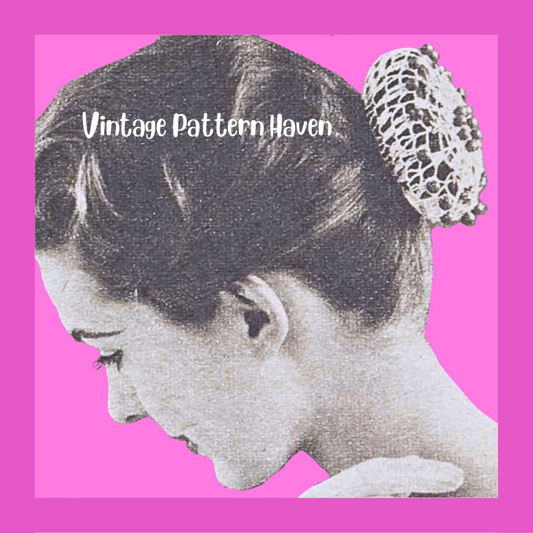 Vintage 1950s Crochet Hair Net Pattern | Beaded Chignon Cover | Boho ...