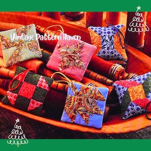 Vintage Quilted Christmas Ornament Pattern – DIY Patchwork Tree Decorations – 3&quot; Festive Fabric Ornaments, Christmas Holiday Sewing PDF