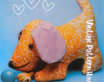 Vintage 1970s Patchwork Dog Sewing Pattern | Cute Soft Toy | Beginner Scrap Fabric Project | Handmade Gift Idea | Stuffed Puppy Toy DIY