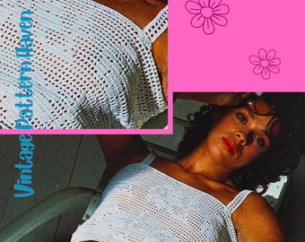 Wzór na koszulkę szydełkową w stylu vintage • Letnia bluzka z koronki filetowej • Boho szydełkowa koszulka • Romantyczna kobieca koszula szydełkowa • Styl plażowy lub festiwalowy