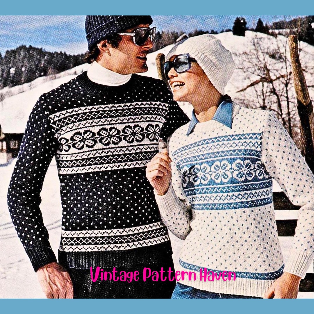 Vintage Norwegian Knit Sweater Pattern PDF, Nordic Fair Isle Jumper ...