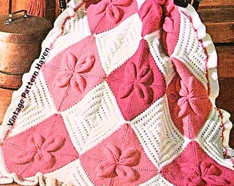Vintage Crochet Pattern – Raised Bold Flower / Leaf Afghan Design – Cozy Home Décor Blanket Rug – Perfect Gift for Birthday or Christmas