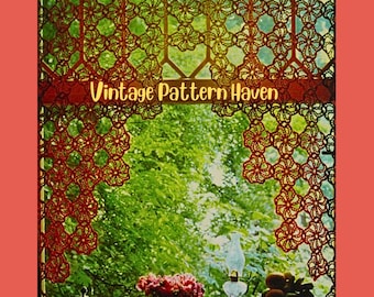 Vintage Crochet Vorhang Muster – 70er Jahre Café Vorhang – Catherine Wheel Lace – Retro Fenster Volant – PDF – DIY Home Decor