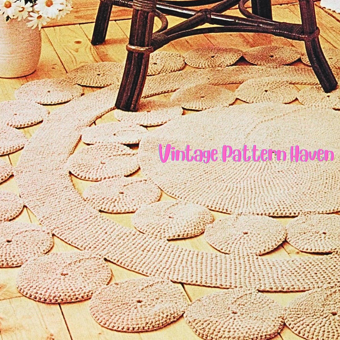 1970s Crochet Rug Pattern – Retro Cotton Circle Rug PDF, Easy Home ...