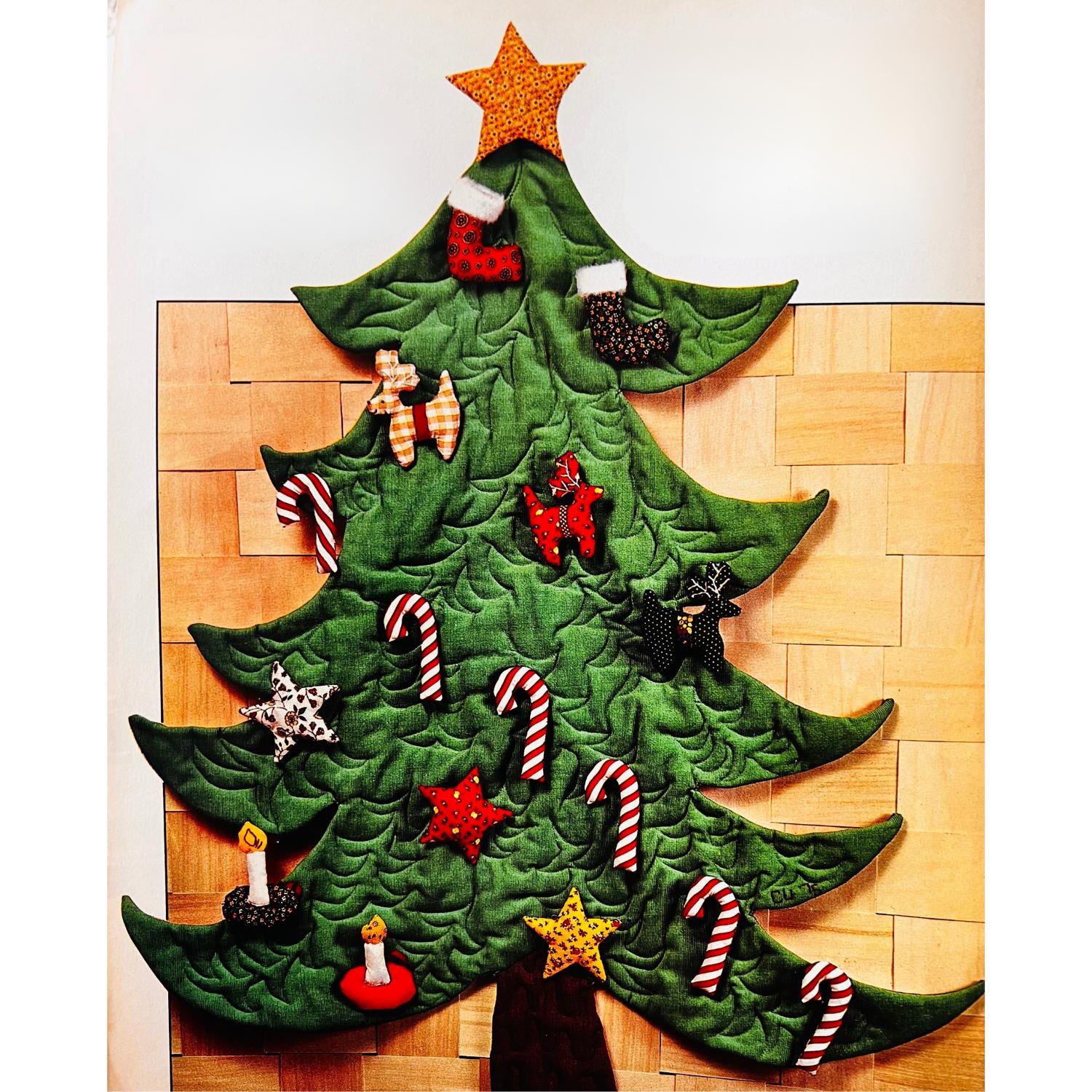 Vintage 70s Corduroy Christmas Tree Pattern PDF - Quilted Wall Hanging ...