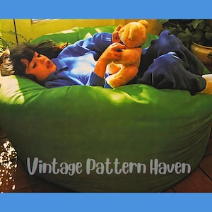 Patrón de costura para sillón puf vintage / Cojín de suelo tipo puf cómodo / Proyecto de costura para principiantes / Asientos retro fáciles de hacer / Decoración de habitación infantil
