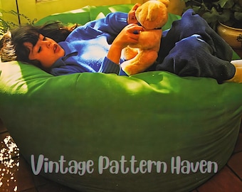 Vintage Sitzsack Stuhl Schnittmuster | Bequemes Bodenkissen mit Bodenkissen | Anfänger Nähprojekt | Einfaches DIY Retro Sitzmöbel | Kinderzimmer Dekor