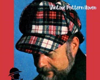Sherlock Holmes Hat Sewing Pattern PDF | Vintage 1970s Deerstalker Hat | Halloween Costume, Carnival Cosplay, Dress Up Detective Hat DIY