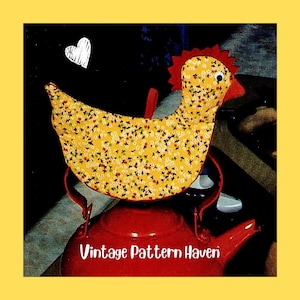 Patrón de costura en PDF para agarradera de pollo / Decoración de cocina estilo cottagecore / Proyecto de costura fácil para principiantes / Plantilla de agarradera de tela vintage