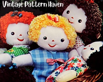 Vintage Rag Doll Sewing Pattern PDF – Make 13" Soft Dolls – Customizable Waldorf-Inspired Toy – Beginner Friendly DIY Gift Idea