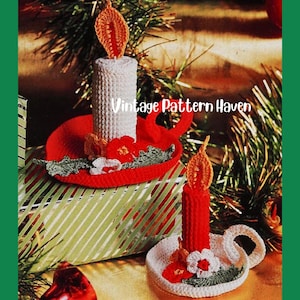 Crochet Candle Amigurumi Pattern – Vintage Holiday Candlestick, Christmas Eve Table Decor, Festive Ornaments, Heirloom Gift DIY