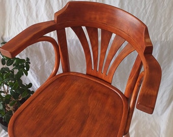 Vintage Bugholz Esszimmerstuhl / Pub Stil / Mid Century / Holz Sessel mit Armlehne / Thonet Stil