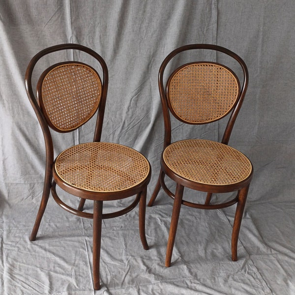 Vintage Style Thonet Dining Chair / Bent Wood and Rattan / Cafe Bistro Chairs / Mid-Century Modern Home Chairs / 70s / 1970s