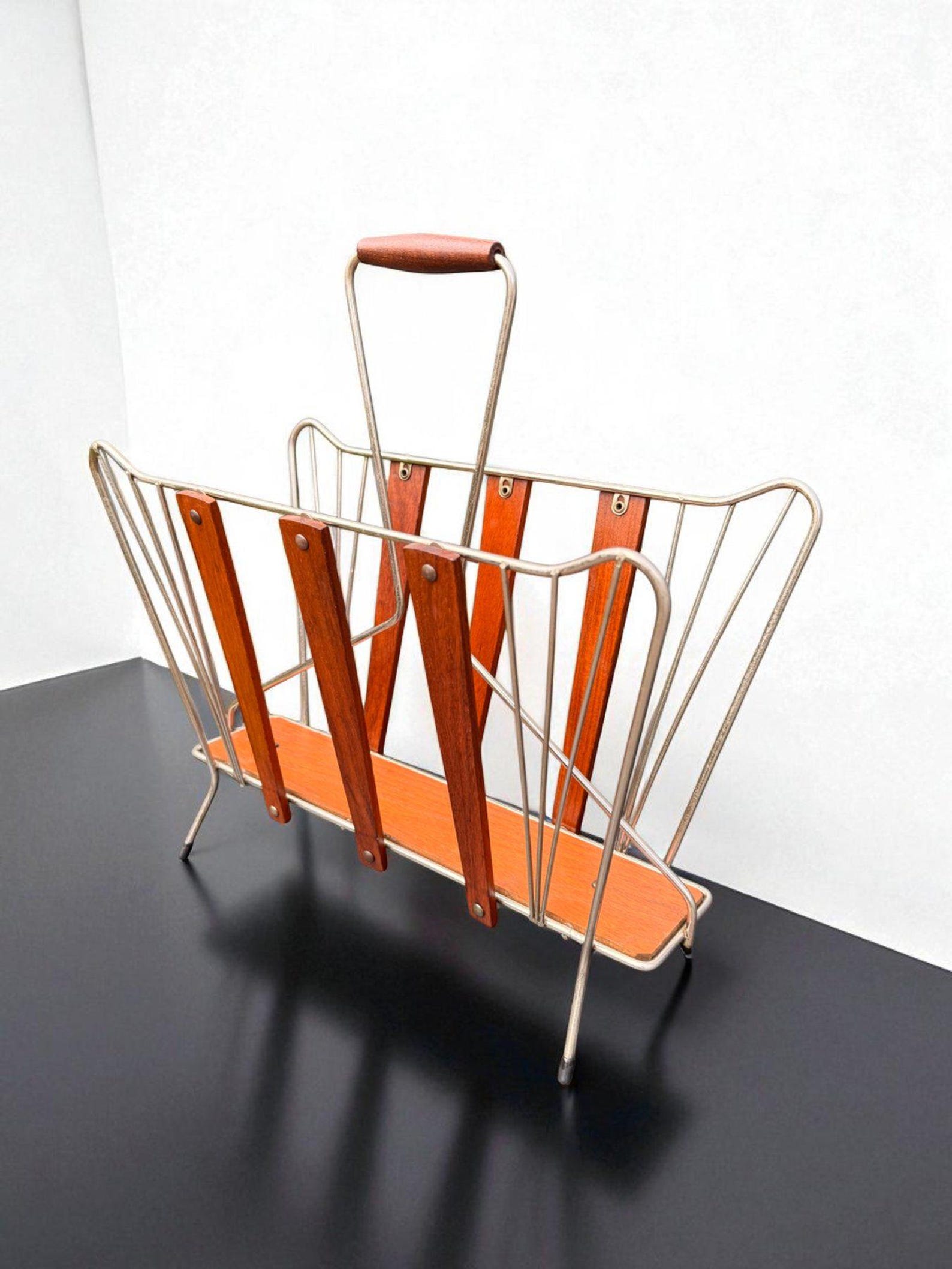 Vintage Magazine Rack | 70s | Mid-century Modern Magazine Rack Holder ...