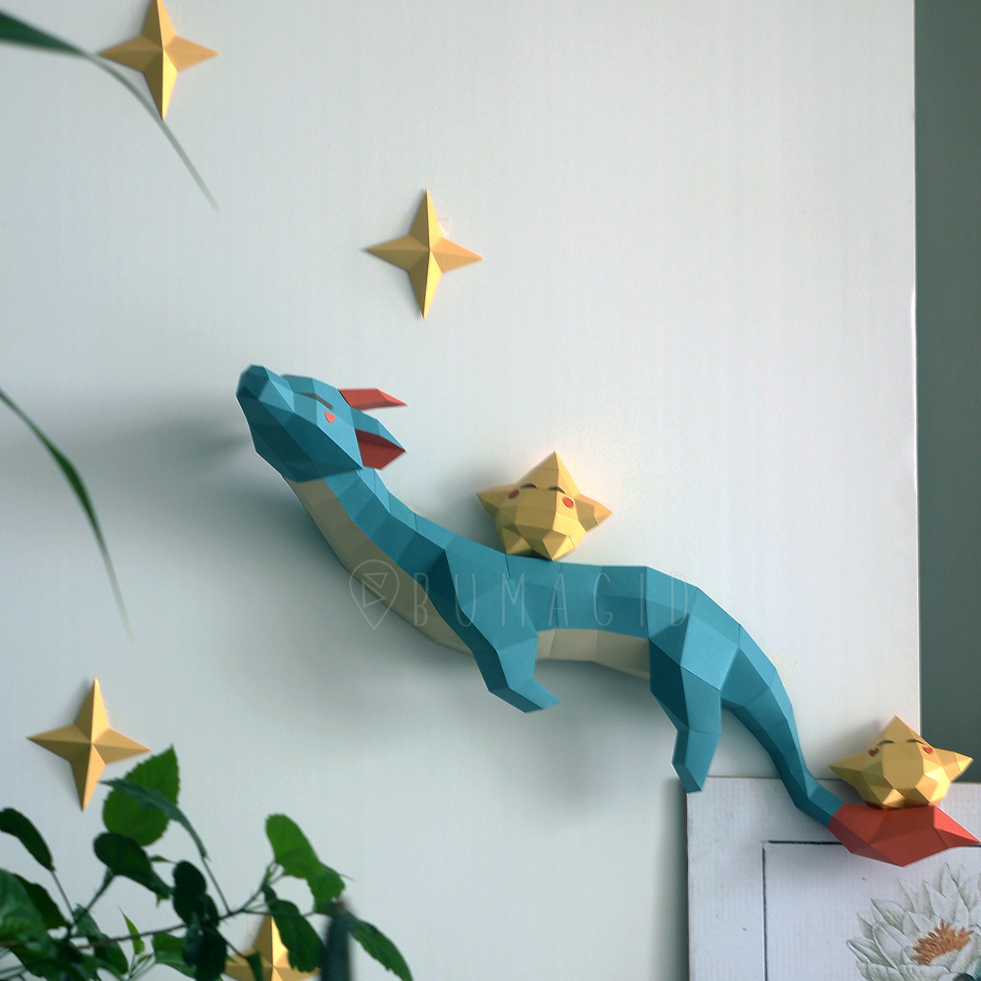 Origami Book 3D Dragon Island Paper Sculpture Kit - DIY Origami Craft With  Pre-Cut Pieces For Wall Decor Low Poly Wall Decor, image size:2000x2000