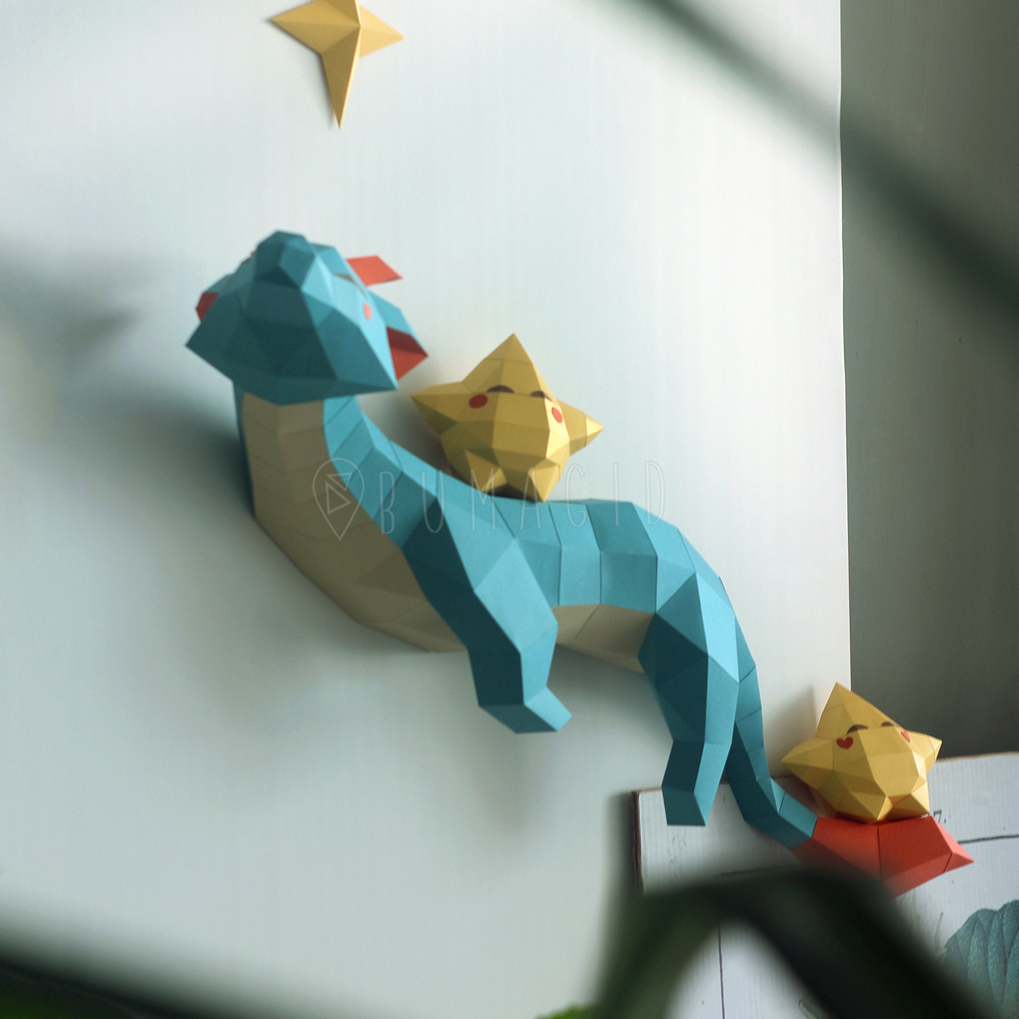 Papercraft Kit Qynexoch 3D Origami Dragon Island Paper Craft Kit - DIY Low  Poly Wall Art With Pre-Cut Pieces Low Poly Wall Decor, image size:2000x2000