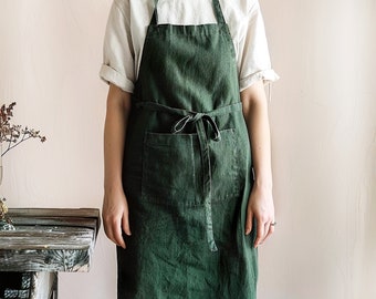 Linen apron for women. Gardening apron with pockets. Cooking apron, linen apron, homemade apron