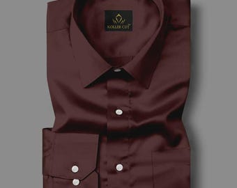Men's Burgundy Convertible Cuff Dress Shirt  Modern Fit Formal Wedding  Shirt for Men  Deep Red Event Shirt - Etsy