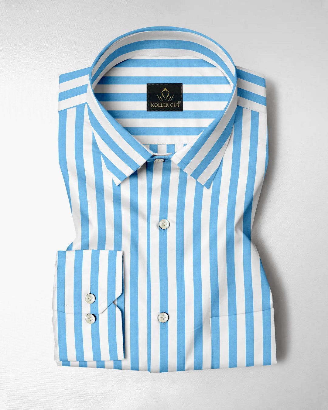Cloisonne Blue and White Awning Stripes Cotton Shirt Designer Men's Shirt  Outfit Regular Fit - Etsy