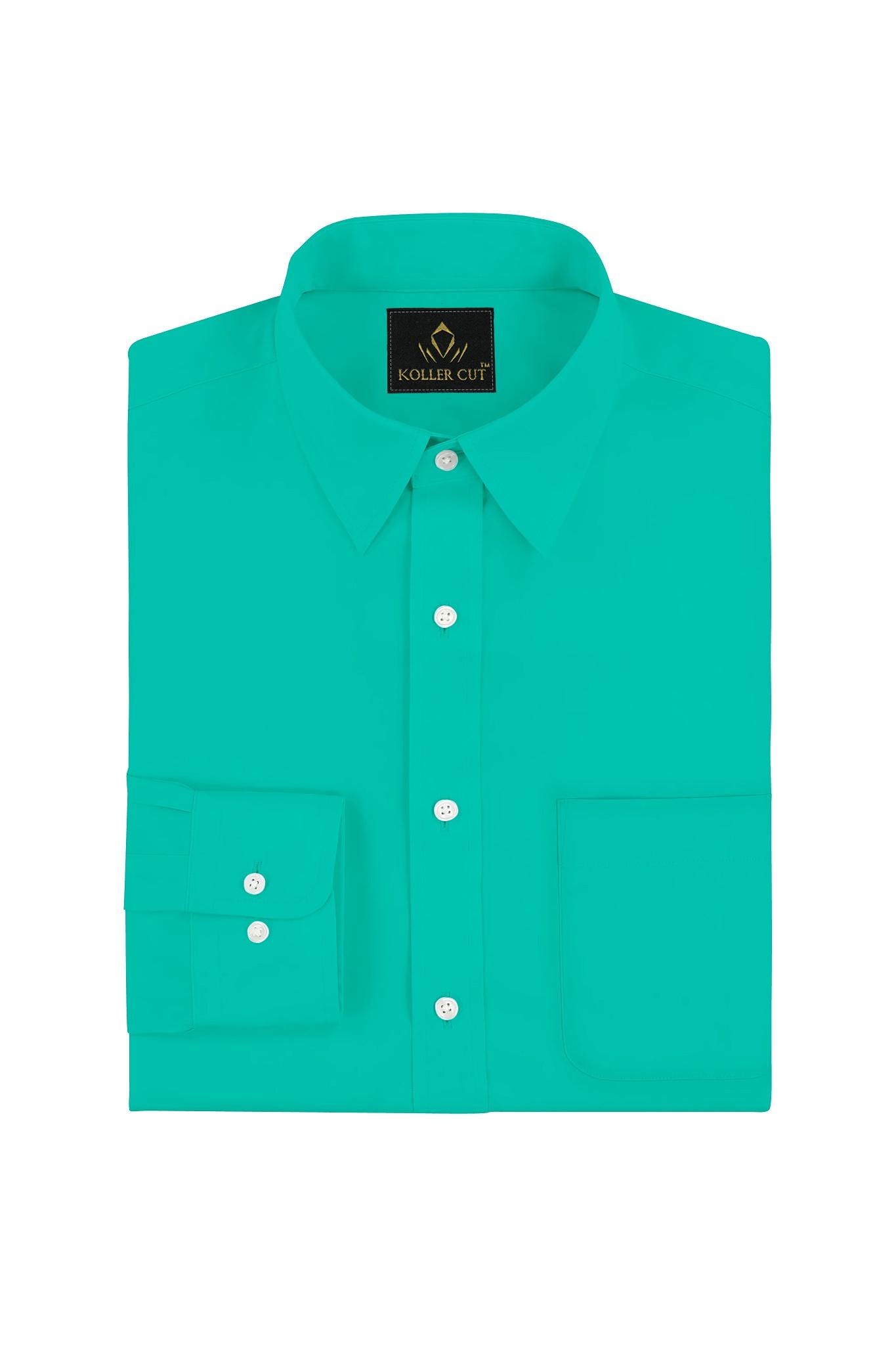 dress shirt teal Comfort Stretch Non-Iron Herringbone With Contrast Trim This dapper long Men's Teal Dress Shirts