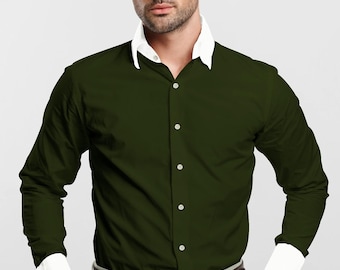 green emerald velvet dress Phthalo Dark Green Formal/Casual Plain-Solid Premium Cotton Shirt for Men 16in / 40cm / M / Full Sleeves