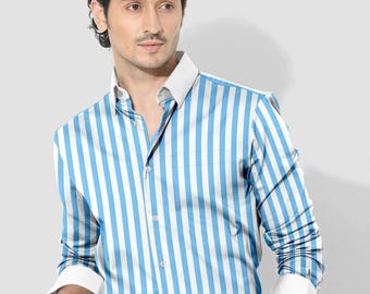 blue dress up shirt men Holly Blue Stripe Tie Up Shirt Mini Dress - US 0 main image 0