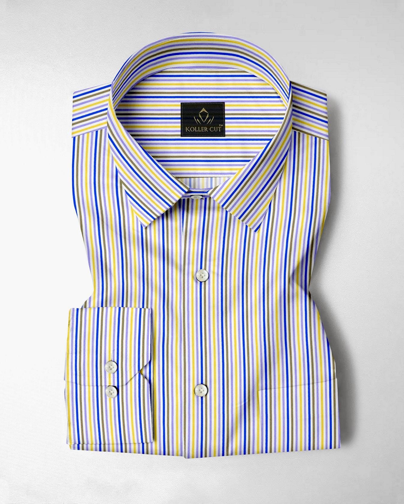 blue and yellow mens dress shirt White with Lapis Lemon Multicolored Multitrack Stripes Cotton For Men Blue Magic Conditioner Hair _tab_shippinginfo Size:IO 3 | UK 12 | EU 40 | US 8 A lightweight striped shirt